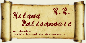 Milana Mališanović vizit kartica
